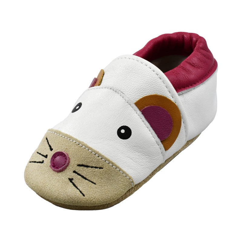 iEvolve Baby Leather Shoes Soft First Walker Shoes Crib Shoes Moccasins for Toddlers(Beige Mouse, 0-6 Months) - Image 2